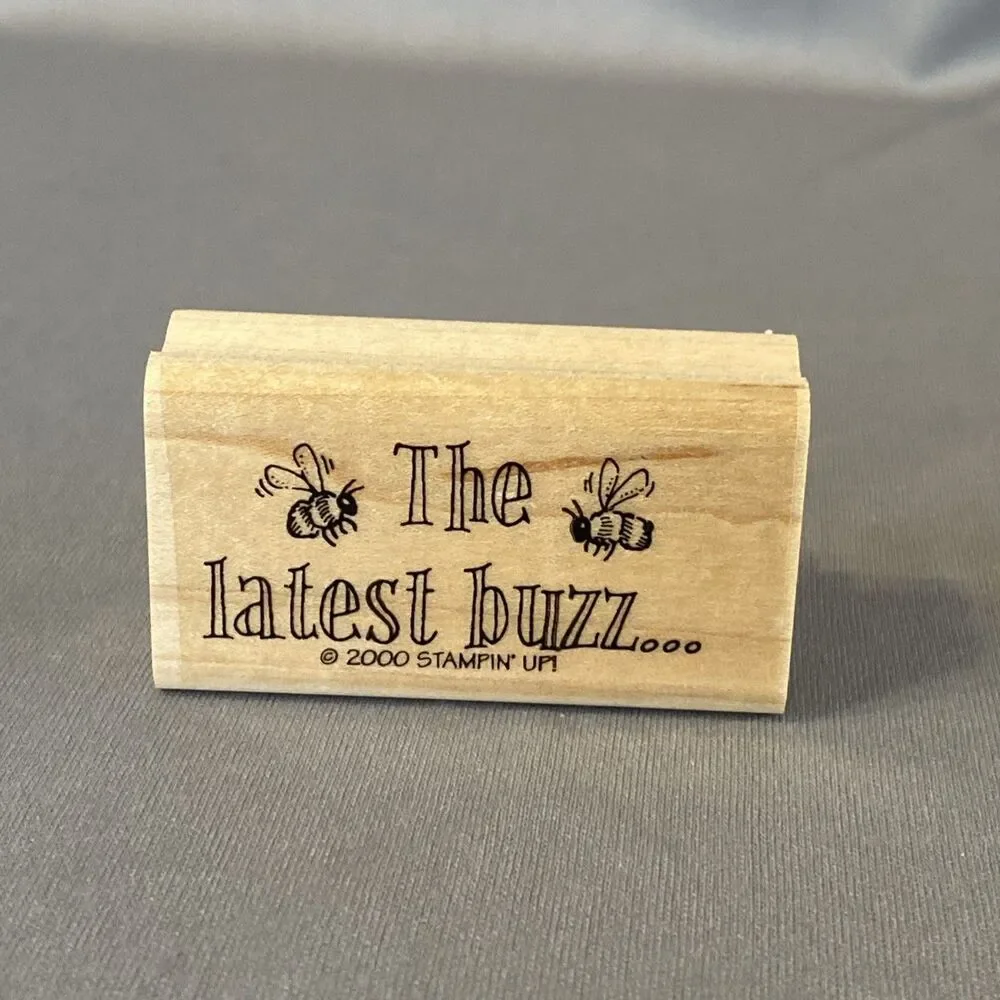 Stampin Up! Wood Rubber Stamp Title Words THE LATEST BUZZ Bee Pun